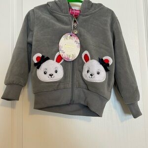 Gray Kids Hoodie with Bunny Design
